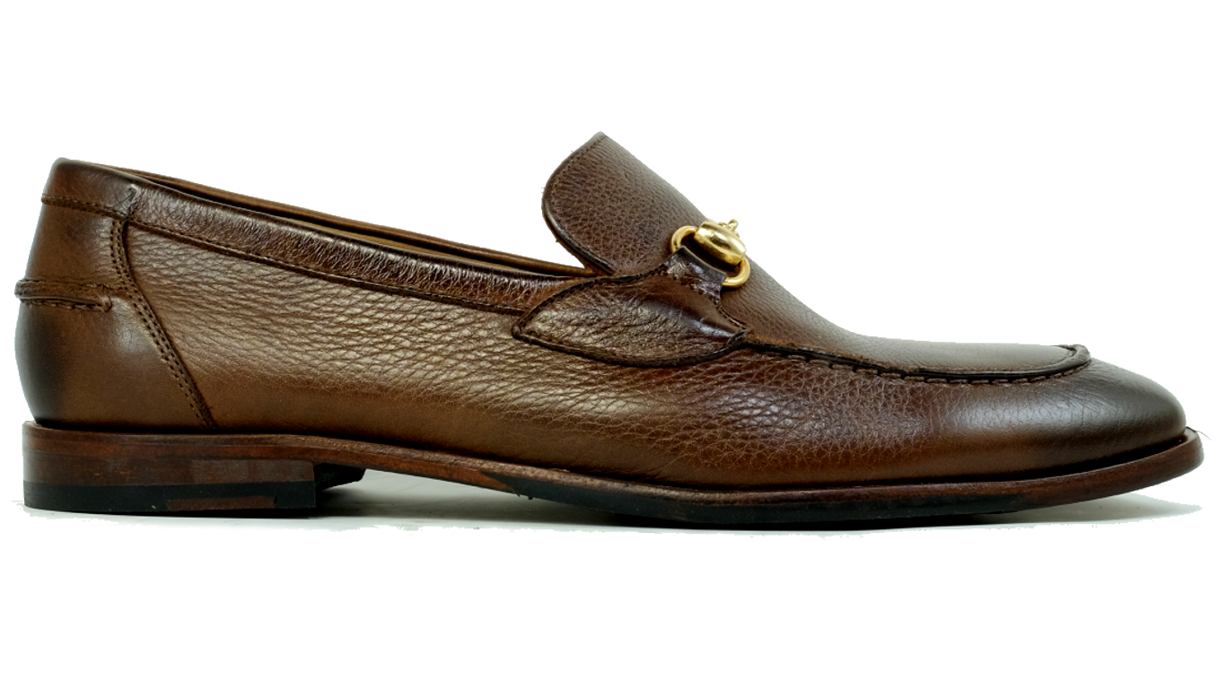 Alan Payne Shoes Men\'s 9 Loafers Slip On Brown Naples Tumbled Leather Modern Penny Slip-On in Mahogany by  main image 3